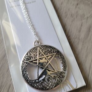 Silver Tone Pentagram Pendant Necklace